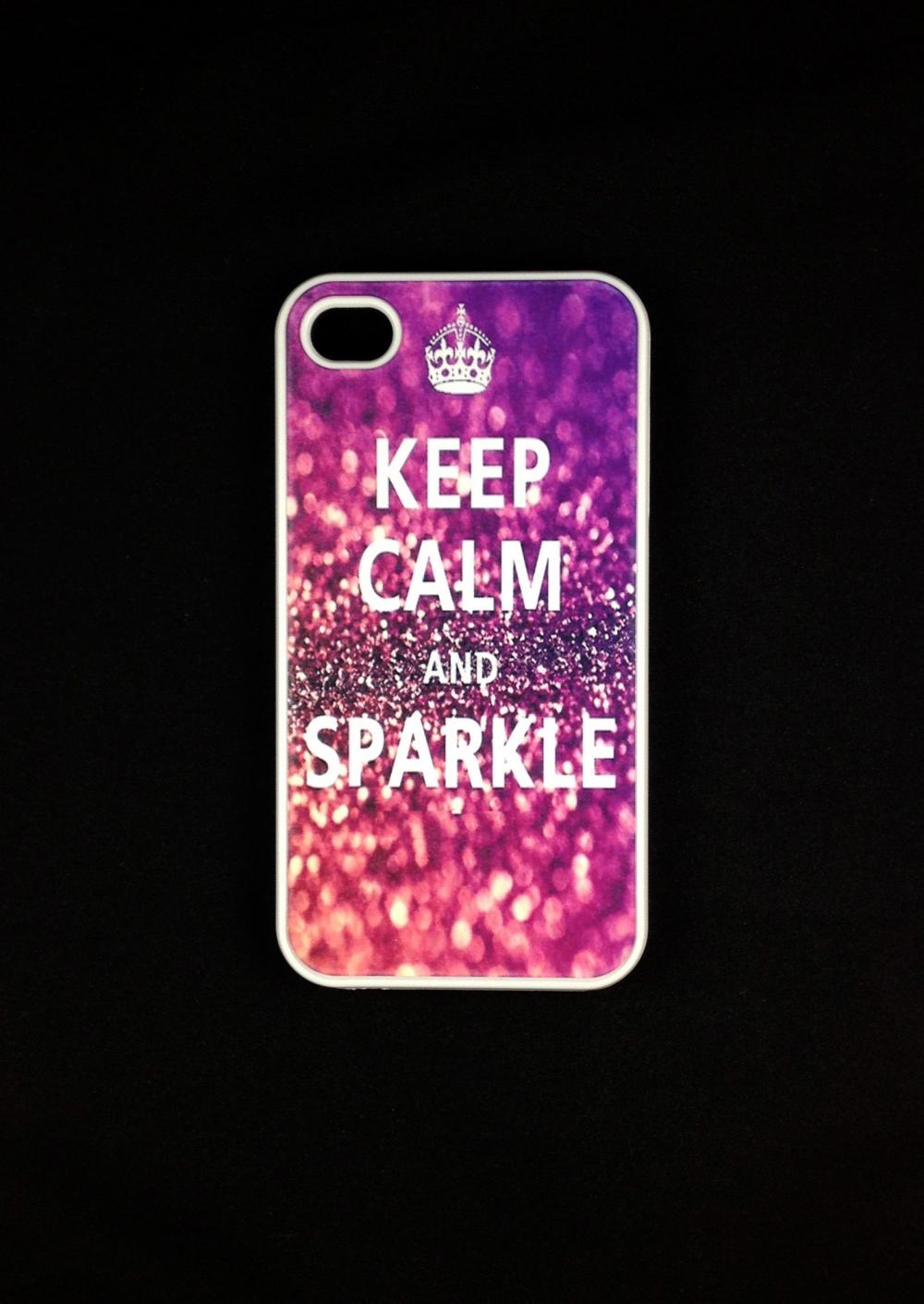 Iphone 4 Case - Keep Calm Sparkle Iphone 4s Case, Iphone Case, Iphone 4 Cover